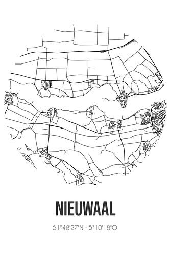 Nieuwaal (Gelderland) | Karte | Schwarz und Weiß