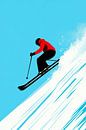 Skiër springend op de piste van Poster Art Shop thumbnail