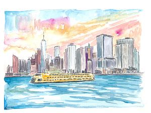 Staten Island veerboot met Manhattan skyline van Markus Bleichner