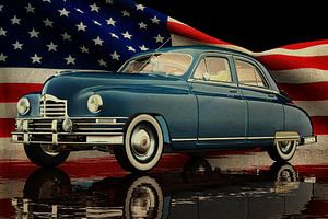 Packard Eight Sedan 1948 mit amerikanischer Flagge