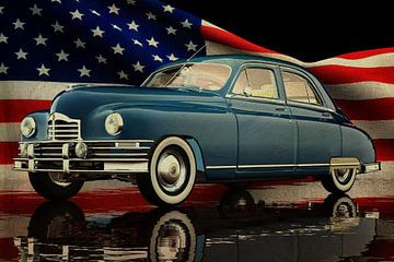 Packard Eight Sedan 1948 met Amerikaanse vlag