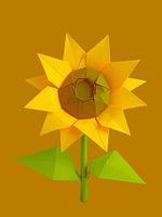 Origami - Minimalistische, fröhliche Sonnenblume