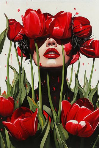 Floral Portrait Colourful Modern Artwork