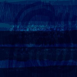 Modern abstract art. Colorful landscape in blues. Night on the beach. by Dina Dankers