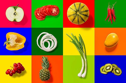 Collage van groente en fruit