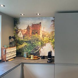 Klantfoto: Oud Hollands Landschap geschilderd van Arjen Roos, als naadloos behang