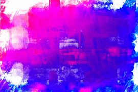 Abstraktion in Blau Pink von Mad Dog Art