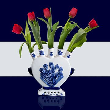 Tulpenvaas Delfts blauw van Klaartje Majoor