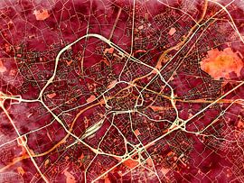 Kaart van Kortrijk in de stijl 'Amber Autumn' van Maporia