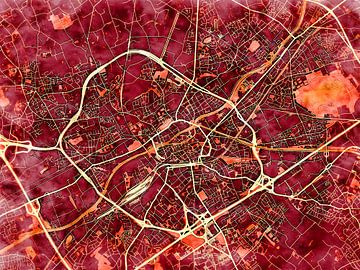 Kaart van Kortrijk in de stijl 'Amber Autumn' van Maporia