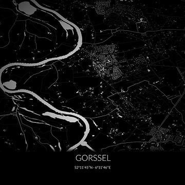 Schwarz-weiße Karte von Gorssel, Gelderland. von Rezona