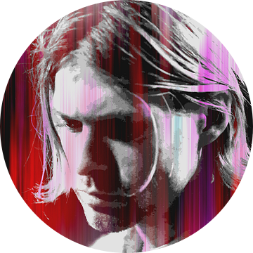 Kurt Cobain Abstract Portret in Rood Roze van Art By Dominic