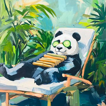 Ontspannen panda in een ligstoel van Poster Art Shop