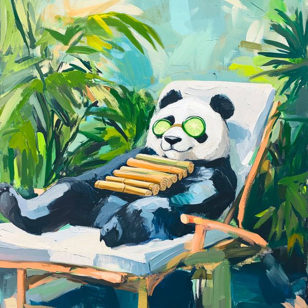 Panda détendu dans une chaise longue par Poster Art Shop