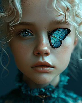 The girl with the blue butterfly by Carla Van Iersel