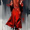 Manteau de cuir rouge - entre présence et éphémère : un symbole d'intemporalité, de mémoire et d'élégance silencieuse de l'invisible sur AidasignArt
