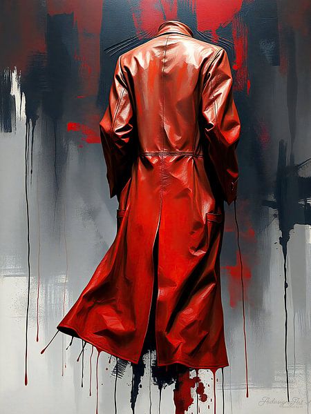 Red leather coat - between presence and transience: a symbol of timelessness, memory and the quiet elegance of the invisible by AidasignArt