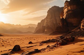 Gouden licht in de woestijn van fernlichtsicht