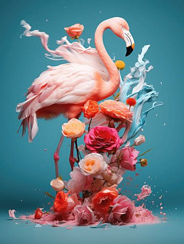 Floral Flamingo Fantasia - A Sinfony of Blossoms