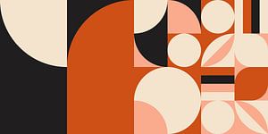 Retro geometry with circles in terra, black and white by Dina Dankers