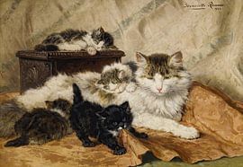 Henriëtte Ronner-Knip - Een moeder en haar kittens (1903)