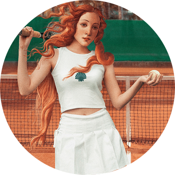 Venus Playing Tennis van Jonas Loose