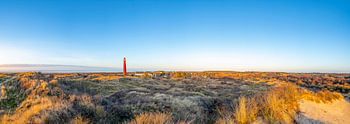 Schiermonnikoog panoramic view in the dunes with the lighthouse