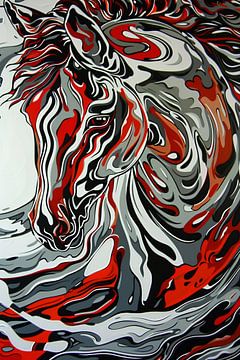 Modern abstract schilderij van een paard van Art & Soul Creations