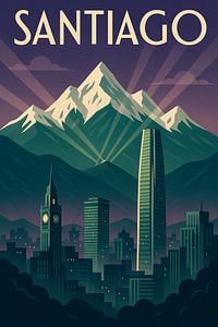 Santiago Skyline Splendor - Anden Art Deco Poster
