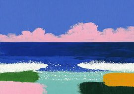 Horizon côtier abstrait avec des nuages roses sur Niklas Maximilian