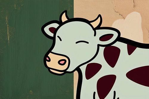 Serene koe minimalistisch schilderij