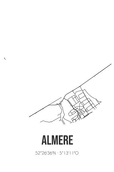 Almere (Flevoland) | Map | Black and White by Prints of Place