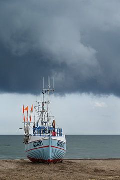 Danish fishing boats on the beach by Menno Schaefer