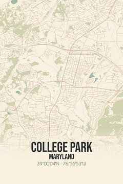 Vintage landkaart van College Park (Maryland), USA. van MijnStadsPoster