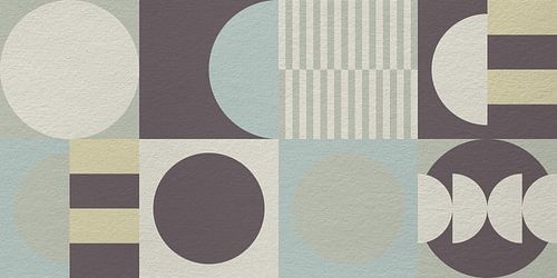 Abstracte geometrische moderne kunst in bruin, groen, geel