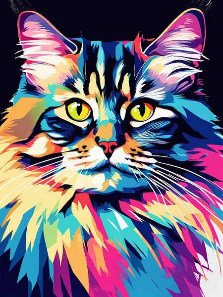 Siberische Kat Pop Art van MIROKKU
