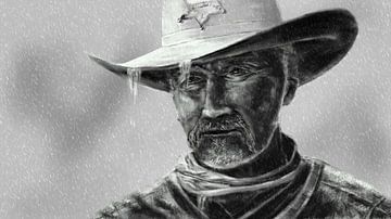 Cowboy Sheriff in regen