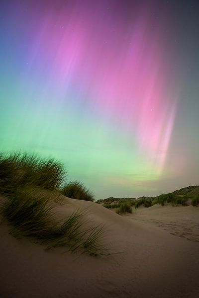 Aurores boréales sur les dunes de Zélande par Thom Brouwer
