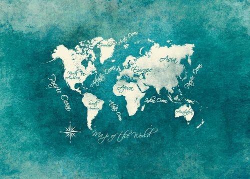 Wereldkaart groen blauw wit #kaart #wereldkaart