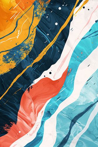 Abstract Kleurendans op Wit Canvas