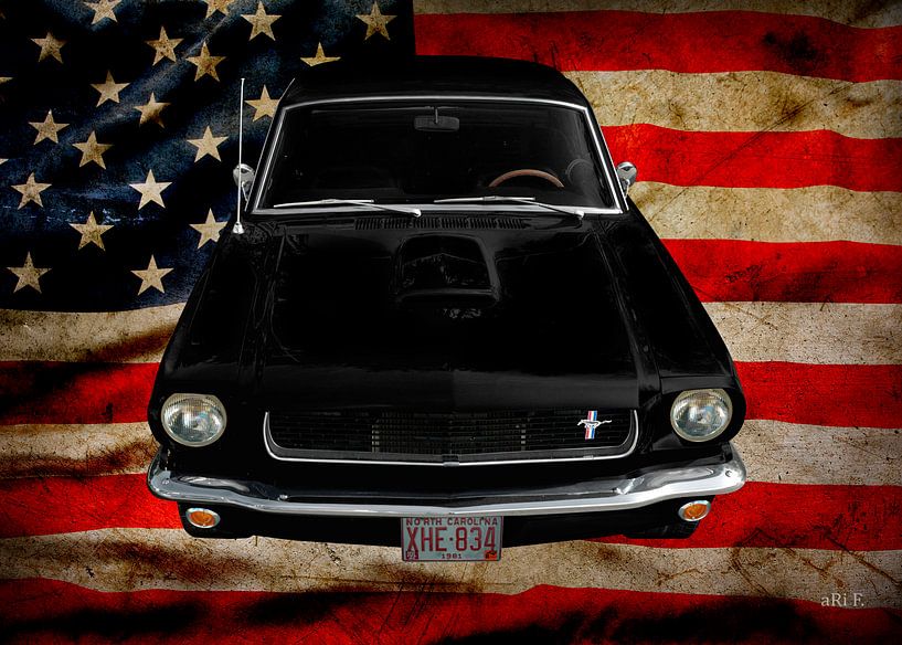 Ford Mustang 1 with US flag by aRi F. Huber