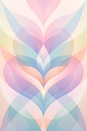 Pastelkleurige abstracte bloemvormen als wanddecoratie van Dante S