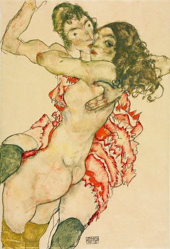 Egon Schiele. Twee omarmende vrouwen 
