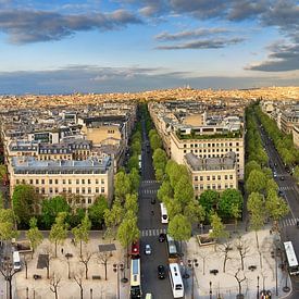 Parijs panorama Arc de Triomphe van Dennis van de Water