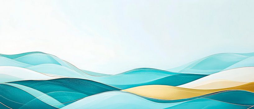 Douces vagues en bleu et or par Poster Art Shop