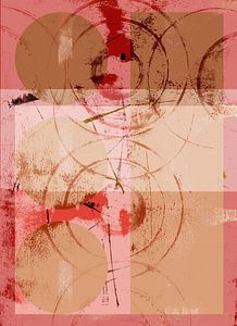 Abstracte vormen en lijnen in roze en warme roestkleuren nr. 1 van Dina Dankers