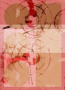 Formes et lignes abstraites en rose et couleurs chaudes et rouillées no. 1 sur Dina Dankers