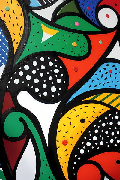 Colourful abstract painting with patterns by Art & Soul Creations