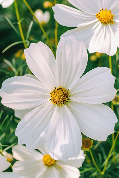 Close-up of a white Cosmos flower by Imperial Art House