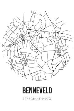 Benneveld (Drenthe) | Karte | Schwarz und Weiß von Rezona